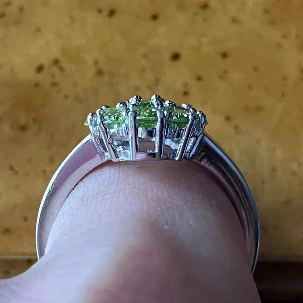 Natural Peridot Sterling Silver Ring Size 10